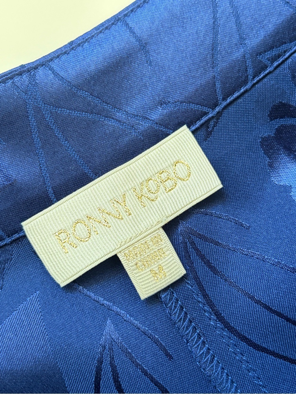 RONNY KOBO COLLECTION Kristine Satin Jacquard Balloon Pants in Royal Blue M - Picture 7 of 11